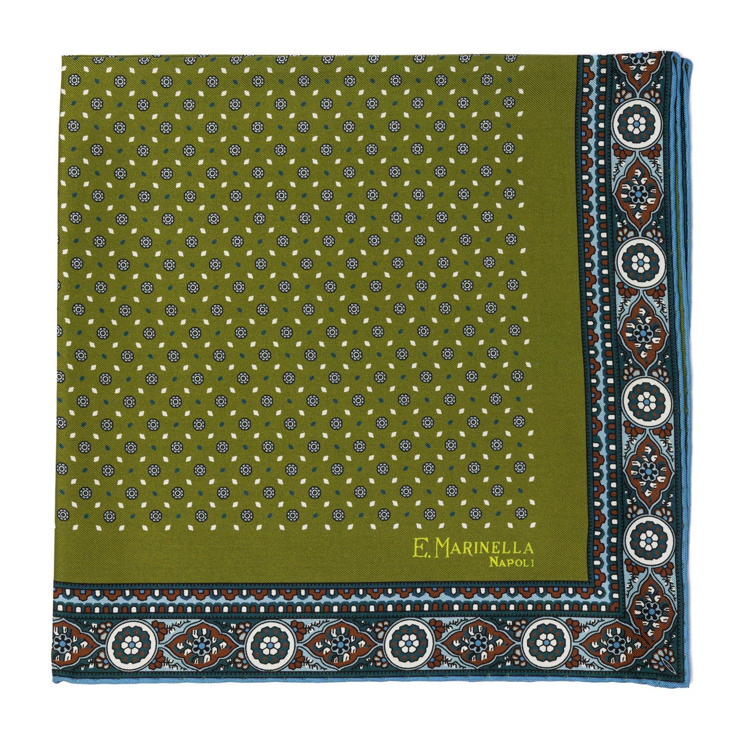 Patterned pochette in pure English silk - Hand-rolled